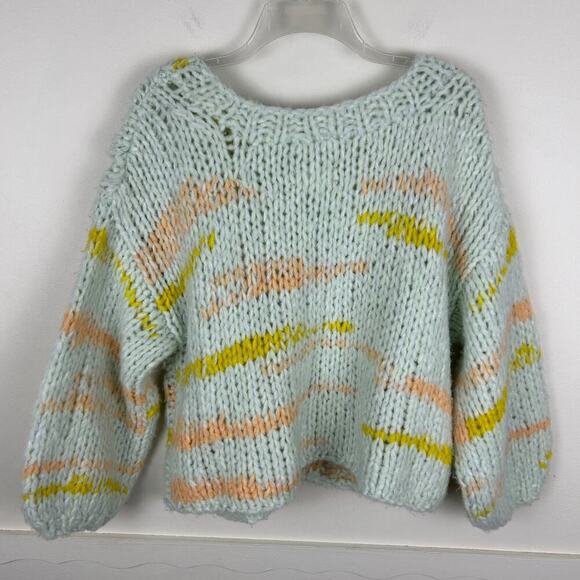 Anthropologie Jojo Multicolored Chunky Knit Oversized Wool Blend Sweater XS - Picture 5 of 9